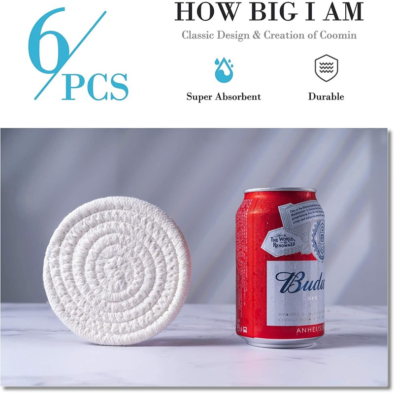 Absorbent Drink Coasters Handmade Braided Drink Coasters, Super Absorbent Heat-Resistant