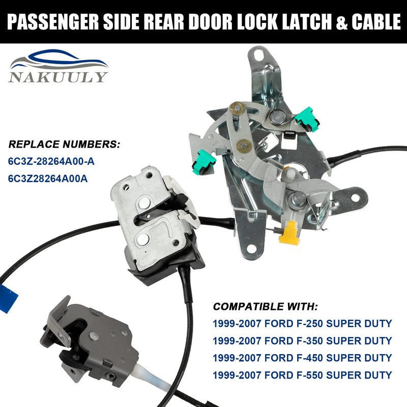 Nakuuly Left Driver Side Rear Door Lock Latch & Cable