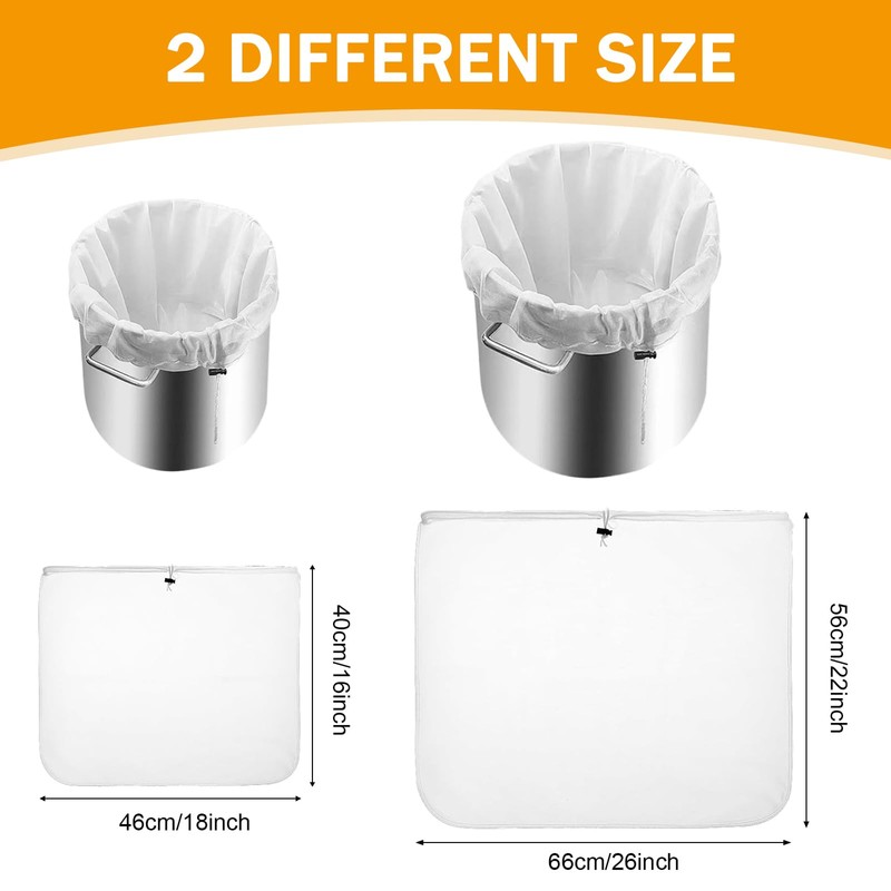 2pcs Brew Bag, 18×16/26×22 inches Straining Bag, Reusable Filter Bags