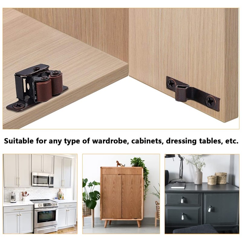 20Pack Double Roller Catch Door Latch Cold Rolled Steel Stay