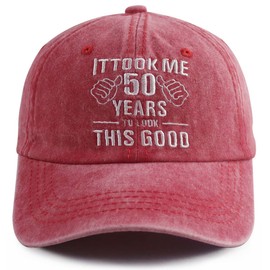 Gsspvii It Took Me 50 Years to Look This Good Hat for Women Men, Funny Adjustable Embroidery 50th Birthday Baseball Cap, 50th Embroidery Red, One Size