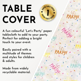 Kissymix Let's Party Table Cover - Pack of 1-180cm Recyclable Paper Tablecloths for Christmas New Year Parties