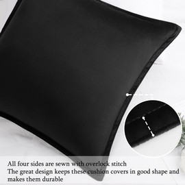 PiccoCasa Decorative Velvet Soft Cushion Covers Pack of 2, Square Solid Throw Pillow Covers for Sofa Couch Bedroom - 50x50cm/20x20 Inches Hidden Zipper Cushion Covers Black