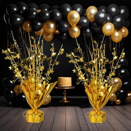 6 Pack Metallic Foil Spray Centerpiece Star Table Decoration Burst Table Centerpieces for Birthday Wedding Anniversary Graduation Holiday Party Supplies Decor, Gold