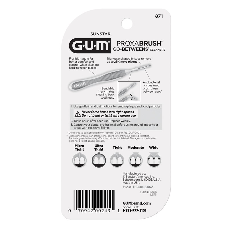 GUM Proxabrush Go-Betweens - Ultra Tight - Interdental Brushes -
