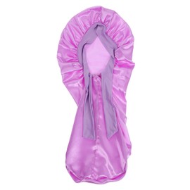 LIQWEI Long Hair Bonnet for Sleeping, Satin Bonnet for Long Hairs, Bonnets for Kids Tie Sleep Cap, Braid Toddler Curly Hair(Purple)