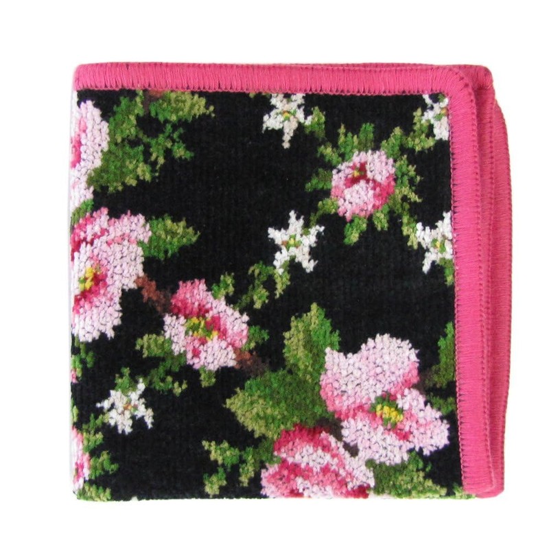 FEILER Amelie Black Pink Handkerchief Hand Towel, 9.8 inches (25