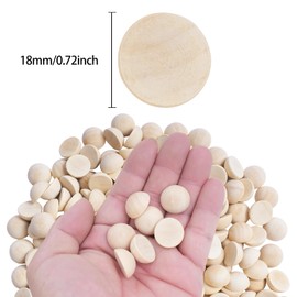 DLUSZERT 300 x 18MM Split Wood Balls for Crafting, Natural Unfinished Half Wooden Balls, Round Wooden Half Beads, Small Half Wooden Balls for DIY Projects Christmas Ornaments Painting