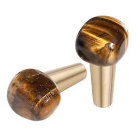 Rockcloud Natural Tiger's Eye Stone Cabinet Knobs, Door Pull Handles for Dresser Cupboard Wardrobe, Handcrafted Crystals Hooks Wall Mounted Organizer Hangers for Coat Hat Rack Hat, Pack of 2