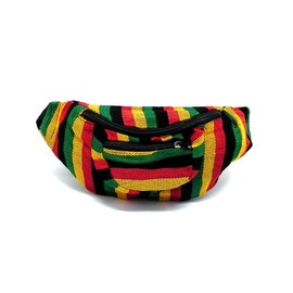 Rasta Multicolored Woven Striped Pattern Lightweight Fanny Pack Waist Bag - Handmade Belt Pouch Boho Travel Accessories (Rasta Stripes)