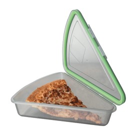 MyGo Container Pizza Slice To-Go Compartment Container, 9-1/4" X 8-1/4" X 2-1/2", Reusable, Microwave Safe, NSF Certified, Smoke/Green