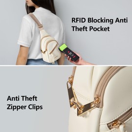 OSOCE Crossbody Bags for Women with RFID Pocket PU Sling Bag Ladies Small Shoulder Chest Bag Purses with Anti Theft Zipper Clips Adjustable Strap Cross Body Bags for Ladies Shopping Travel