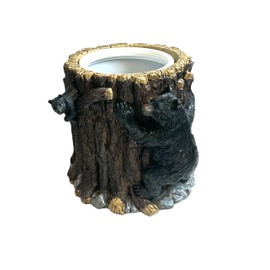 De Leon Collections Decorative Waste Basket Trash Bin, 7.75 Inch Polyresin, Bears Climbing Tree