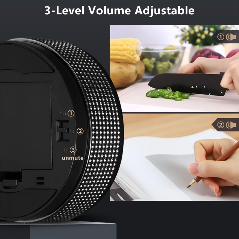 Magnetic Digital Kitchen Timer with LED Display, 3-Level Volume Adjustable