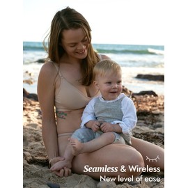 MOMANDA Brasier Sujetador de Lactancia sin Costuras de Maternidad sin Aros Cuello en V Cómodo para Dormir Beige Chico