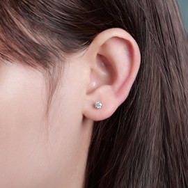 Limerencia Moissanite Titanium Screw Back Stud Earrings, 0.2CT-1.6CT Hypoallergenic F136 Implant Grade Titanium Flat Back Earrings D Color VVS1 Clarity Jewelry Gifts for Sensitive Ears Women Men(4mm)