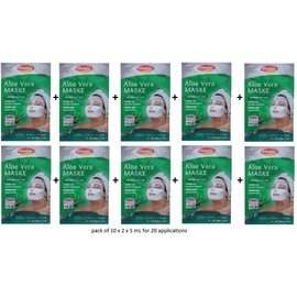 Schaebens Aloe Vera Maske - Sofortwirkung - mit Sanddorn, Sheabutter und Panthenol - für 20 Anwendungen (10 x 2 Einheiten) - für alle Hauttypen