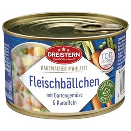 DREISTERN Meatballs with Vegetables and Potatoes in 400 g Canning Tin | Dish from the Little Hot Kitchen | Quick and Easy to Prepare
