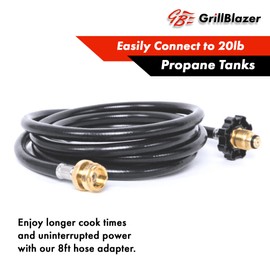 Grillblazer 8ft Propane Hose & Adapter for 20lb Tank | Compatible with GrillGun & Su-VGun | Universal Fit for All CGA-600 Devices | Flexible Durable Extension Hose for Outdoor Cooking & Grilling