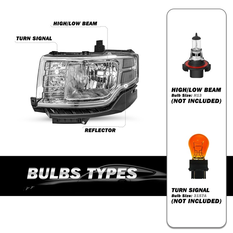 SOCKIR Headlight fit for 2009-2012 Ford Flex OE Style Halogen