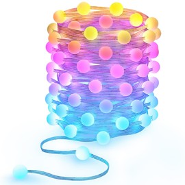 KepStars 66ft Globe String Lights, 133 LED RGB Color Changing String Fairy Lights, Smart APP & IR Remote Control, 200+ Scene Modes for Bedroom Backdrop Indoor Outdoor Christmas Decorations