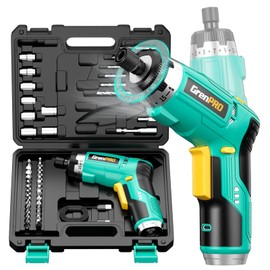 GRENPRO Electric Screwdriver Set Rechargeable, 3.6V Cordless Screwdriver Kit with 44pcs Accessories, 15+1 Torque Settings, 2-Position Handle with LED Light, 5Nm for Home, DIY, Crafts Projects
