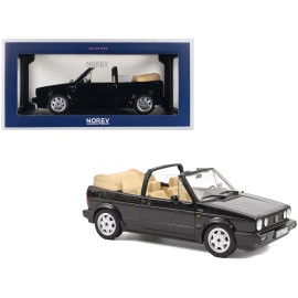 Norev 1/18 Diecast Model Car Black for Volkswagen Golf Cabriolet 1992 Features Open Doors and Wheels Plastic Toy for Kids