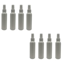 Natural Farms 4 oz White Cosmo Plastic Bottles - 8 Pack Empty Bottle Refillable - BPA Free - Essential Oils - Aromatherapy | White Ribbed Fine Mist Pump Spray Caps- Made in the USA