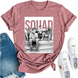 Stay Golden Women's Cotton Blend Funny Cute Golden Girls Casual Short Sleeve Letter Print SQUAD Text Vintage Graphic TeeColor: Squad pink, Size: S