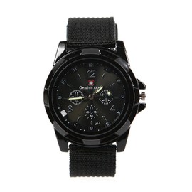 LsvtrUS Men's Sport Style Swiss Military Army Pilot Fabric Strap Watch Black