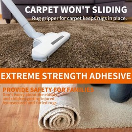 TAPEBEAR Carpet Tape Double Sided 2Inch x 30Yards, Heavy Duty Rug Gripper Anti Slip Anti Curling Floor Tape Residue-Free, Two Sided, Removable, Waterproof for Area Rugs, Mats, Strong Hold for Tile