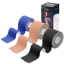 テーピングテープ 3巻入 5cm x 5m キネシオロジーテープ キネシオ テープ 筋肉・関節をサポート 通気性 伸縮性強い 汗に強い(混色(黒肌濃紺))