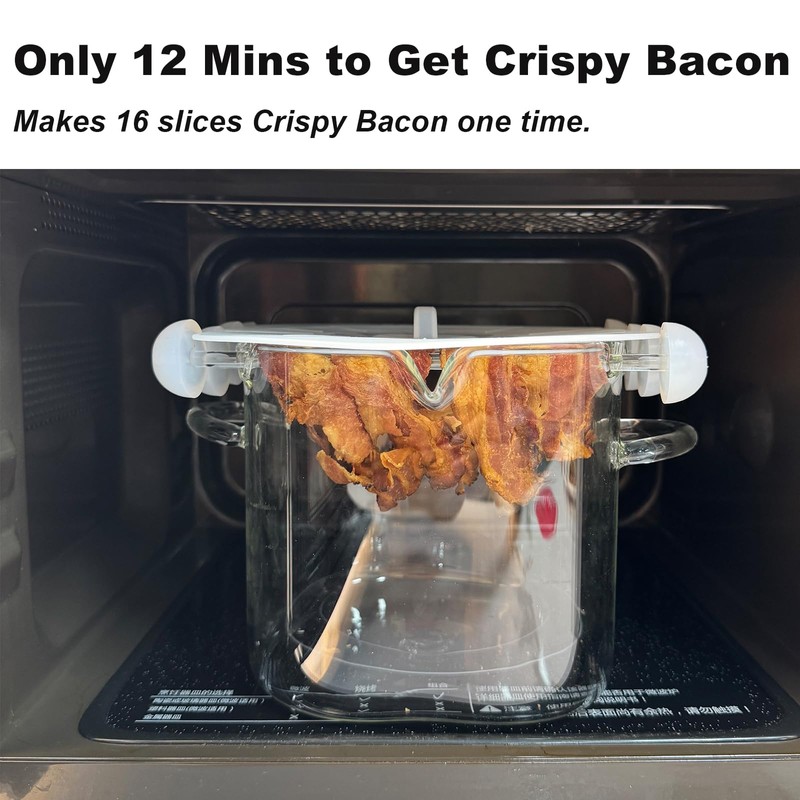 Glass Microwave Bacon Cooker, Microwave Popcorn Popper, 100oz Glass jar
