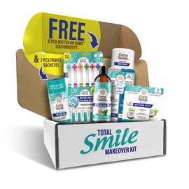 GuruNanda GuruNanda Total Smile Makeover Kit Regular with Cocomint Oil Pulling, Dual Barrel Whitening Mouthwash, Whitening Strips & Butter on Gums Toothbrushes