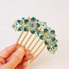 Women's Hair Comb with Inlaid Flowers and Rhinestones, Bridal Hair