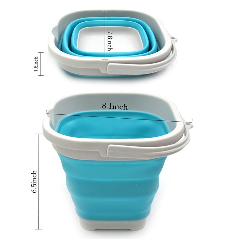 SAMMART 2.6L Super Mini Sqare Collapsible Plastic Bucket - Foldable
