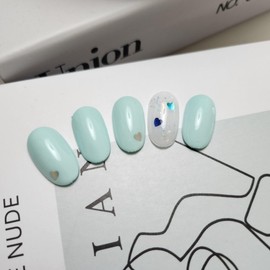 Mint Blue Heart Nail - Alcohol Swap 2p / 민트블루하트 네일 - 알콜스왑2p