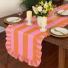 HunnmingRe Ruffle Edge Striped Table Runner 118 x 15.7 Inch