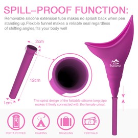 Female Urination Device,Reusable Silicone Female Urinal Foolproof Women Pee Funnel Allows Women to Pee Standing Up,Women's Urinal is The Perfect Companion for Travel and Outdoor (Fuchsia)