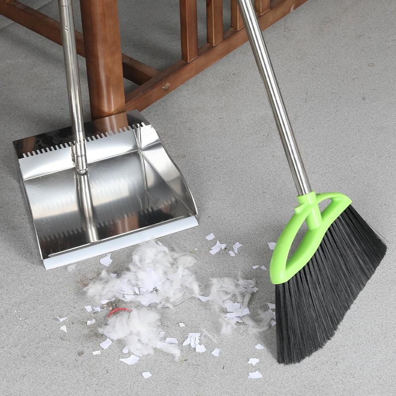 Metal Dustpan Long Handle Stainless Steel Dustpan,Heavy Duty Standing Dust