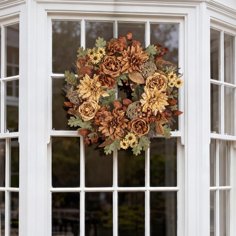 MDSTBN 24in Fall Wreaths for Front Door Artificial Autumn Wreath