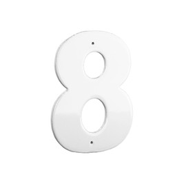 Montague Metal Products 6" Aluminum House Number 8 Outdoor Plaque, Medium, White