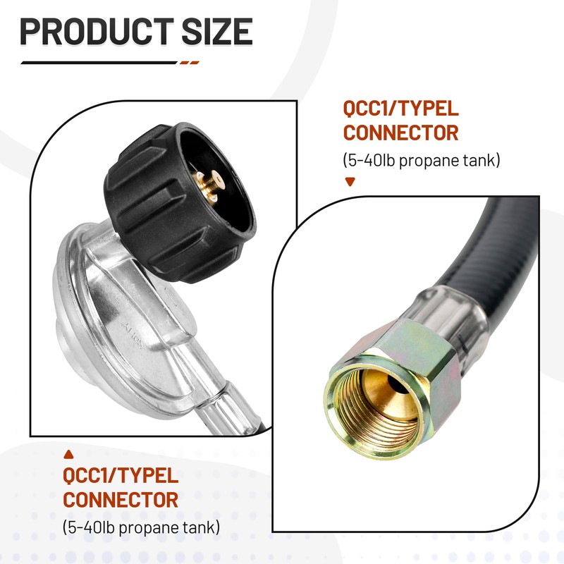 FATCANMA Vertical 6FT Propane Regulator and Hose, Universal Gas Grill