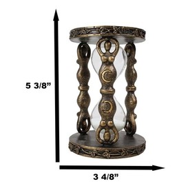 Ebros Gift Wicca Yoga Metaphysical Sacred Spiral Goddess Shaman Triple Moon Invertible Glass Sand Timer Figurine Wiccan Sandtimer Desktop Shelf Decorative Sculpture