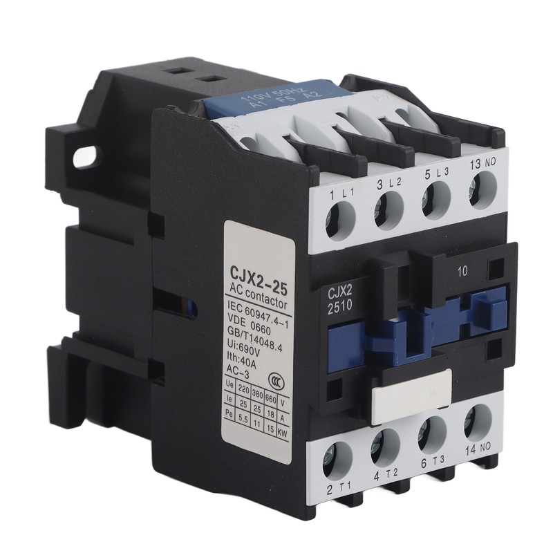 25A Power Contactor Normally Open Electric AC Contactor Silver Alloy