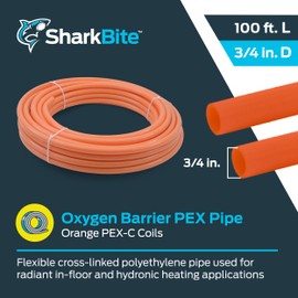 SharkBite 3/4 Inch x 100 Feet Orange PEX Pipe, Oxygen Barrier Flexible Water Tubing for Radiant Heating, U870O100