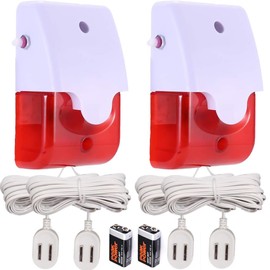 2 Pcs Water Leak Detector with Dual Probe, 16.4ft Per Probe Cord, Max 120 dB Adjustable Audible & Visual Water Sensor,Water Alarm for Water Tank/Aquarium/Swimming Pool/Basement/Underground/Flume/Flood