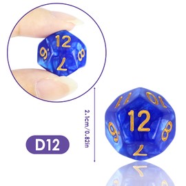 QUTHZZHY Pack of 40 Polyhedral Dice, D12 Dice Game Dice, Table Game Dice for Dungeons and Dragons DND RPG MTG, Random Colour, Colour Game Dice, Card Game Role Play, with Bag