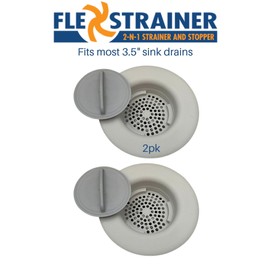 Kitchen Sink Drain Strainer & Stopper 2-N-1, Fits Most 3.5” Drains & Disposals, Clog Prevention Made Easy, Useful for Handwashing, Strains Food and Debris, Dishwasher Safe, BPA Free, Flexible