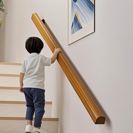 3FT Wooden Stair Railing Indoor, Wall Railings for Stairs, Hand Rails for Indoor Stairs, Non-Slip Stair Handrail for Home Garden Corridor Lofts Kindergarten Guardrail